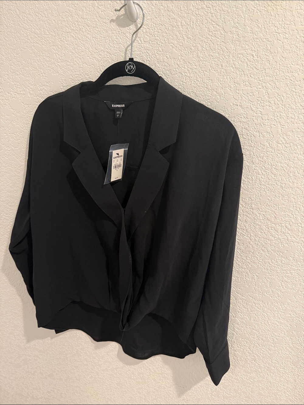Express Black Draped V-Neck Blouse